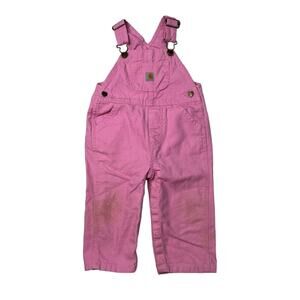 Carhartt Washed Canvas Bib Overalls Hearts Pink Girls Baby 12 Months